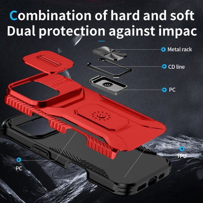 For iPhone 16 Pro Sliding Camshield Holder Phone Case(Red) - iPhone 16 Pro Cases by buy2fix | Online Shopping UK | buy2fix