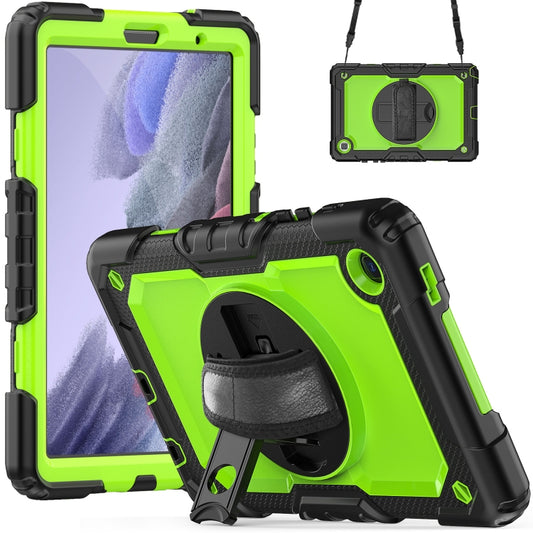 For Samsung Galaxy Tab A7 Lite T220 Silicone Hybrid PC Tablet Case with Shoulder Strap(Yellow Green + Black) - Tab A7 Lite T220 / T225 by buy2fix | Online Shopping UK | buy2fix