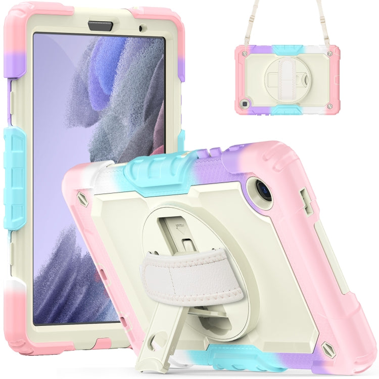 For Samsung Galaxy Tab A7 Lite T220 Silicone Hybrid PC Tablet Case with Shoulder Strap(Camouflage Pink) - Tab A7 Lite T220 / T225 by buy2fix | Online Shopping UK | buy2fix