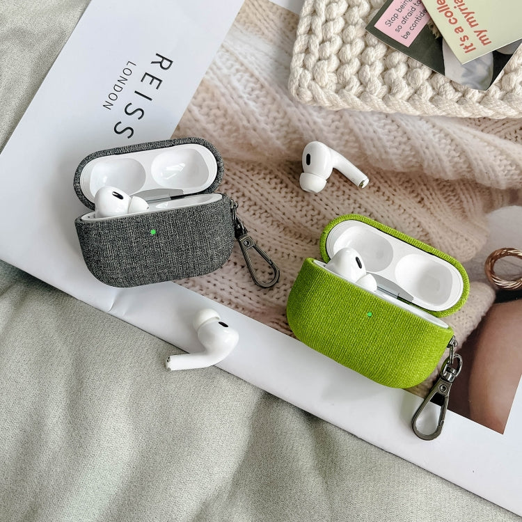 For AirPods 4 Fine Cloth Texture Earbuds Box PC Case with Hook(Green) - For AirPods 4 by buy2fix | Online Shopping UK | buy2fix