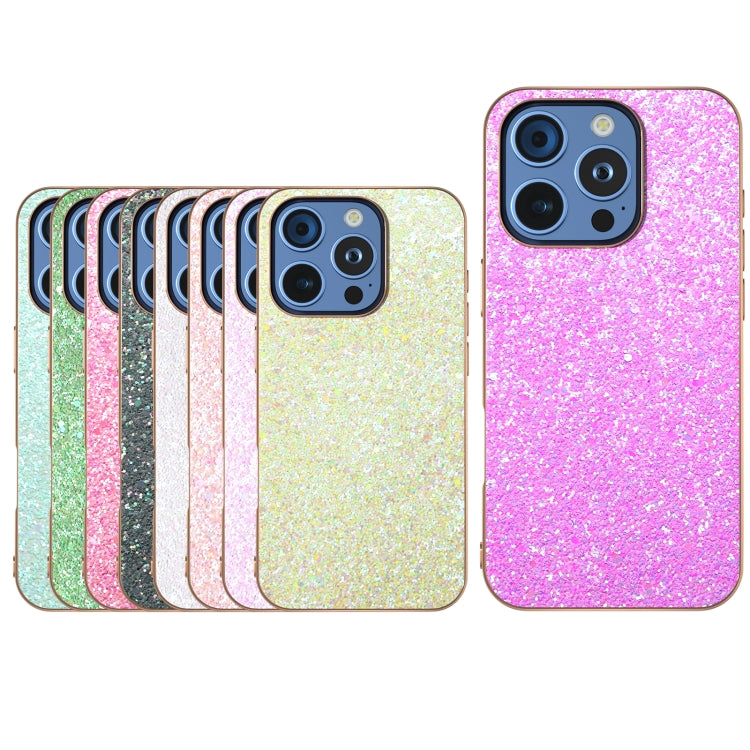 For iPhone 16 Pro Electroplating Frame Colorful Glitter Phone Case(Black Green) - iPhone 16 Pro Cases by buy2fix | Online Shopping UK | buy2fix