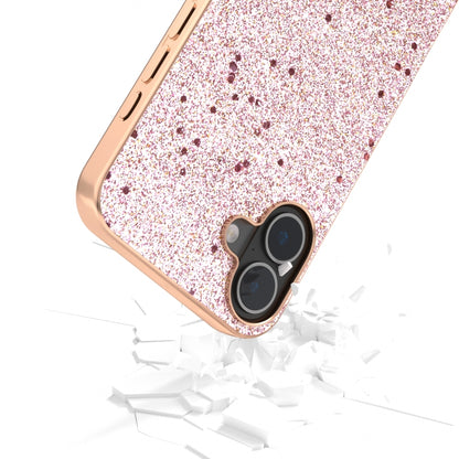 For iPhone 16 Plus Electroplating Frame Glitter Shockproof Phone Case(Gold Pink) - iPhone 16 Plus Cases by buy2fix | Online Shopping UK | buy2fix