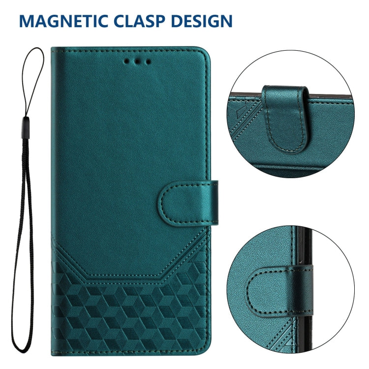 For Sony Xperia 1 VI 2024 Honeycomb Embossing RFID Leather Phone Case(Peacock Green) - Sony Cases by buy2fix | Online Shopping UK | buy2fix