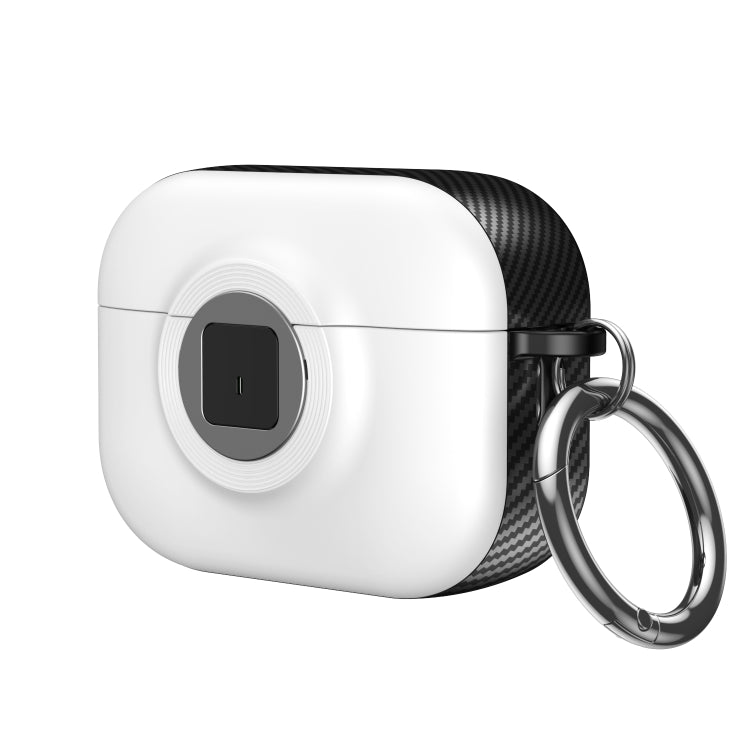 For AirPods Pro Camera Series PC + TPU Headset Shockproof Carbon Fibre Case(White) - For AirPods Pro by buy2fix | Online Shopping UK | buy2fix