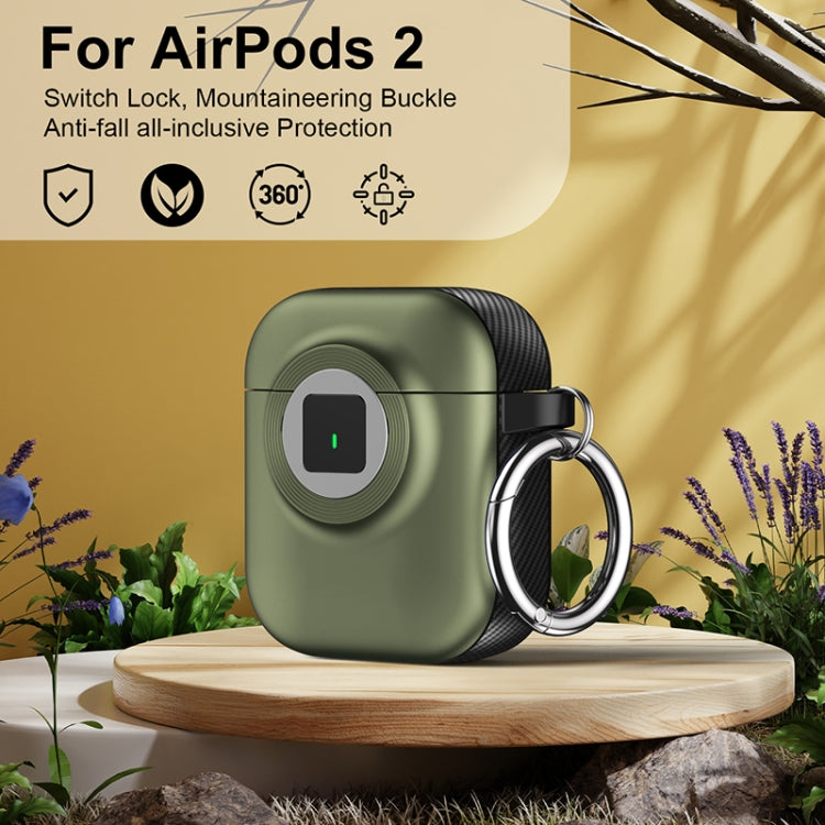 For AirPods 1 / 2 Camera Series PC + TPU Headset Shockproof Carbon Fibre Case(Green) - For AirPods 1/2 by buy2fix | Online Shopping UK | buy2fix