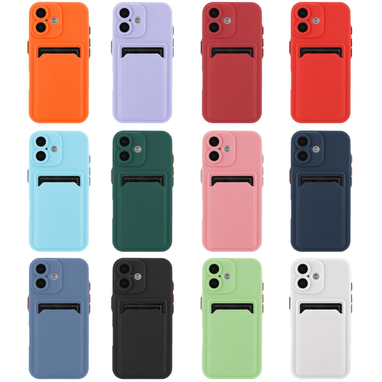 For iPhone 16 Plus Skin Feel Card Contrast Color Button TPU Phone Case(Rose Red) - iPhone 16 Plus Cases by buy2fix | Online Shopping UK | buy2fix