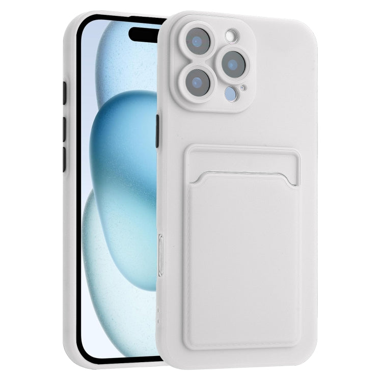 For iPhone 16 Pro Skin Feel Card Contrast Color Button TPU Phone Case(White) - iPhone 16 Pro Cases by buy2fix | Online Shopping UK | buy2fix