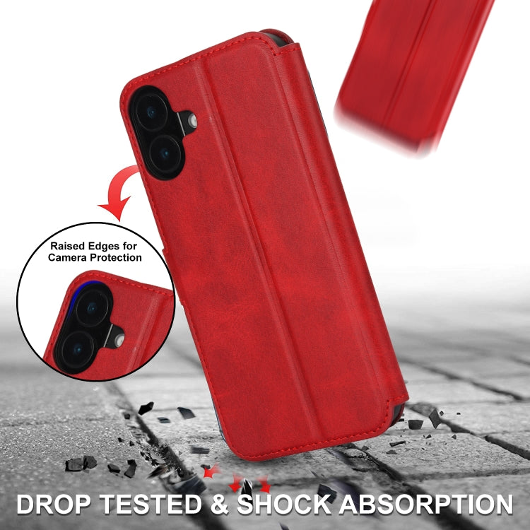 For iPhone 16 Plus Shockproof PU + TPU Leather Phone Case(Red) - iPhone 16 Plus Cases by buy2fix | Online Shopping UK | buy2fix