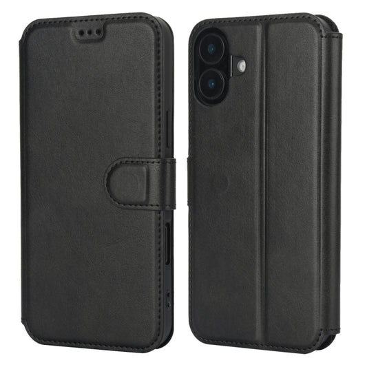 For iPhone 16 Shockproof PU + TPU Leather Phone Case(Black) - iPhone 16 Cases by buy2fix | Online Shopping UK | buy2fix