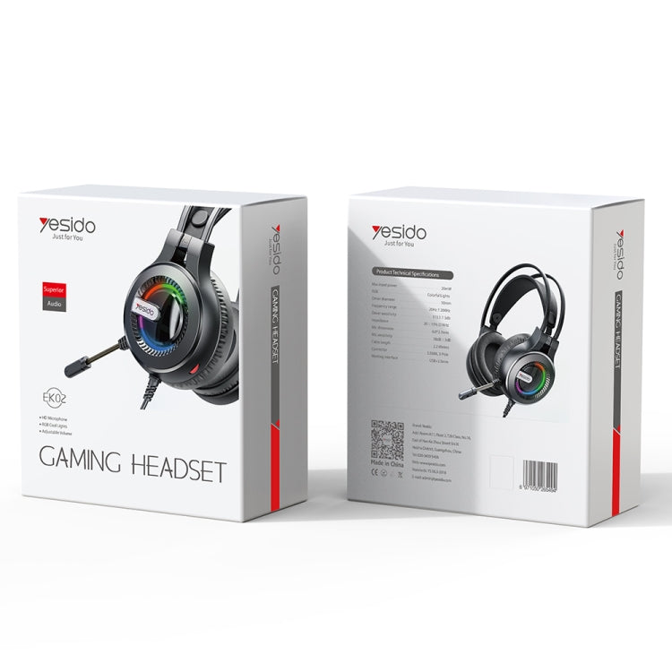 Yesido EK02 Head-mounted Gaming Wired Earphone with RGB Fixed Color Light(Black) - Multimedia Headset by Yesido | Online Shopping UK | buy2fix