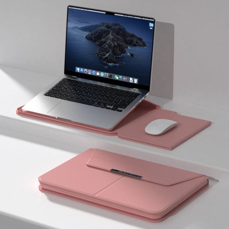 Multifunctional Laptop PU Magnetic Stand Split Liner Bag with Mouse Pad Function, Size:15 inch(Rose Gold) - 15 inch by buy2fix | Online Shopping UK | buy2fix