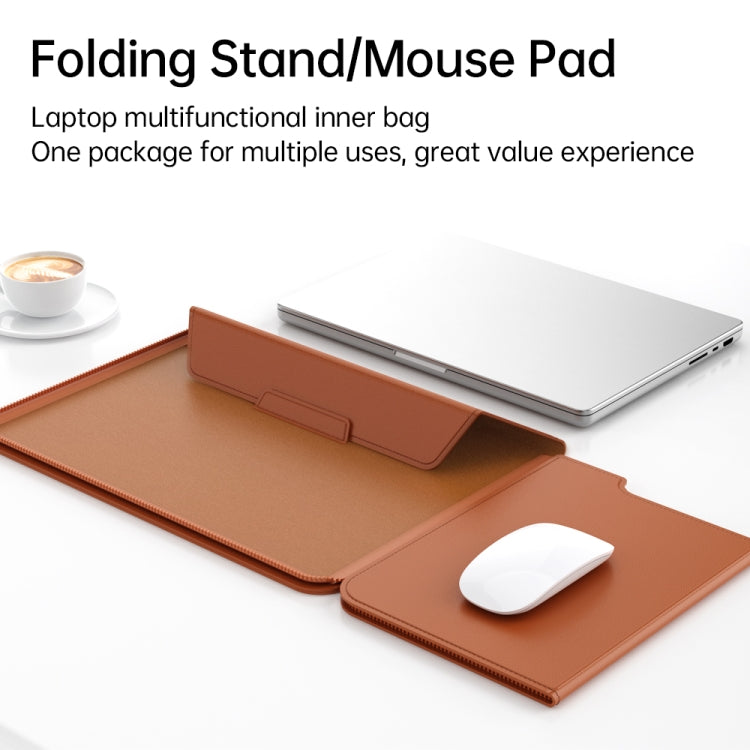 Multifunctional Laptop PU Magnetic Stand Split Liner Bag with Mouse Pad Function, Size:13-14 inch(Grey) - 13.3 inch by buy2fix | Online Shopping UK | buy2fix