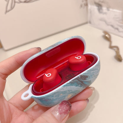 For Beats Solo Buds Marble Texture Glossy PC Earphone Protective Case(Aqua Blue) - Other Case by buy2fix | Online Shopping UK | buy2fix