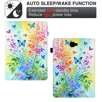 For Samsung Galaxy Tab A 10.1 2016 Painted Pattern Leather Tablet Case(Colorful Flowers) - Tab A 10.1 by buy2fix | Online Shopping UK | buy2fix