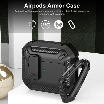 For AirPods 4 Shield Shockproof Earphone Protective Case with Hook(Grey Black) - For AirPods 4 by buy2fix | Online Shopping UK | buy2fix