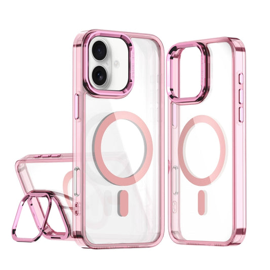 For iPhone 16 Acrylic Camera Holder MagSafe Magnetic Phone Case(Pink) - iPhone 16 Cases by buy2fix | Online Shopping UK | buy2fix