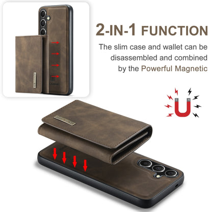 For Samsung Galaxy S24 FE 5G DG.MING M1 Series 3-Fold Multi Card Wallet + Magnetic Phone Case(Coffee) - Galaxy S24 FE 5G Cases by DG.MING | Online Shopping UK | buy2fix