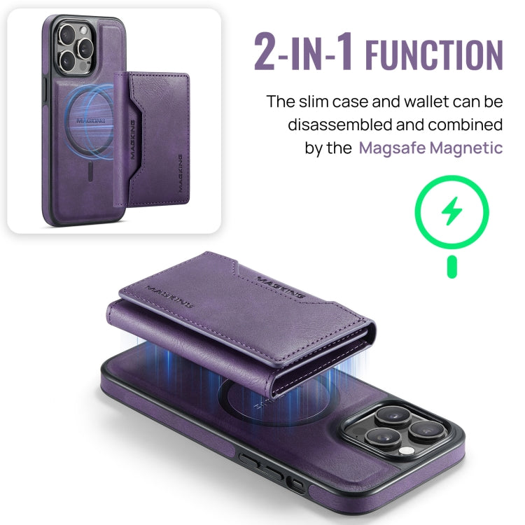 For iPhone 13 Pro DG.MING MAGKING-K2 Series MagSafe RFID Card Bag Detachable Phone Case(Purple) - iPhone 13 Pro Cases by DG.MING | Online Shopping UK | buy2fix