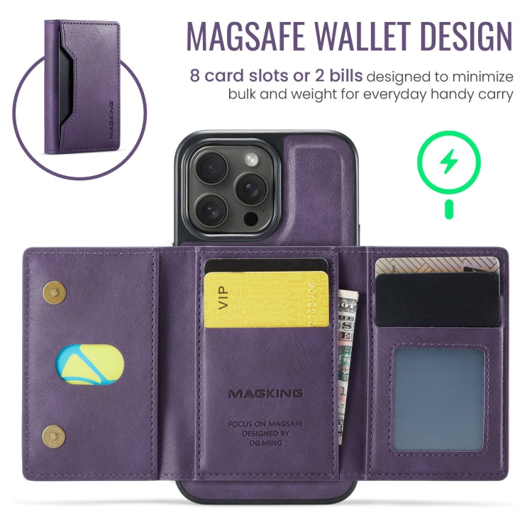 For iPhone 13 Pro DG.MING MAGKING-K2 Series MagSafe RFID Card Bag Detachable Phone Case(Purple) - iPhone 13 Pro Cases by DG.MING | Online Shopping UK | buy2fix