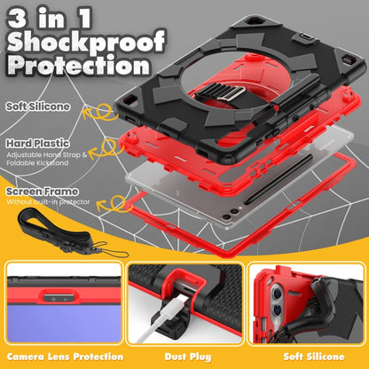 For Samsung Galaxy Tab S10+ / S9+ / S9 FE+ Spider Hand Grip Turntable Stand Tablet Case(Black Red) - Galaxy Tab S9+ Cases by buy2fix | Online Shopping UK | buy2fix