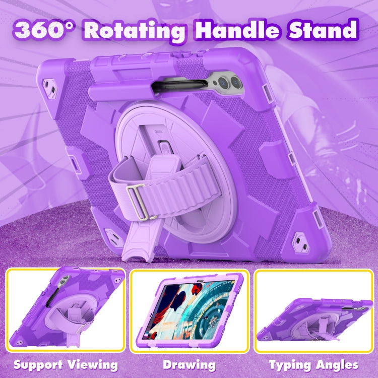 For Samsung Galaxy Tab S10+ / S9+ / S9 FE+ Spider Hand Grip Turntable Stand Tablet Case(Purple) - Galaxy Tab S9+ Cases by buy2fix | Online Shopping UK | buy2fix