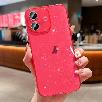 For iPhone 16 Glitter Powder TPU Phone Case(Transparent Red) - iPhone 16 Cases by buy2fix | Online Shopping UK | buy2fix