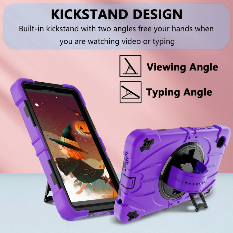 For Samsung Galaxy Tab A9 Bat Hand Grip Turntable Stand Tablet Case(Purple Black) - Galaxy Tab A9 by buy2fix | Online Shopping UK | buy2fix