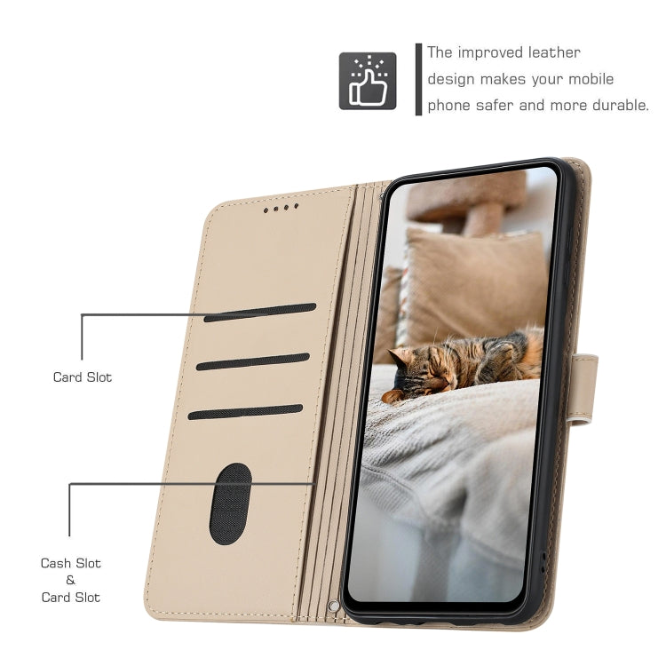 For Samsung Galaxy S25+ / S24+ 5G Embossed Kitten Phone Leather Case with Lanyard(Beige) - Galaxy S24+ 5G Cases by buy2fix | Online Shopping UK | buy2fix