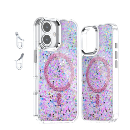 For iPhone 16 Epoxy Glitter MagSafe Magnetic TPU Phone Case(Pink) - iPhone 16 Cases by buy2fix | Online Shopping UK | buy2fix