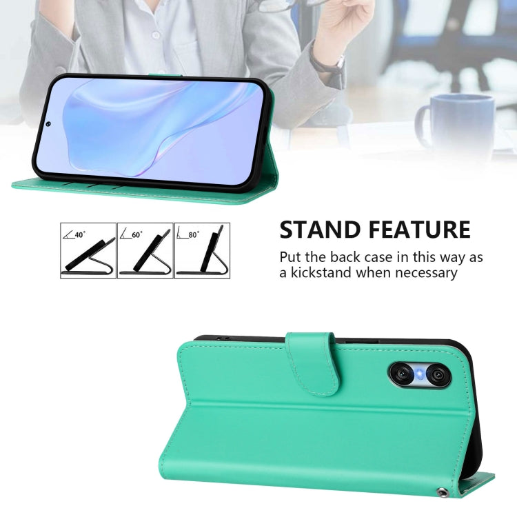 For Sony Xperia 10 VI 2024 Skin Feel Solid Color Leather Phone Case with Lanyard(Green) - Sony Cases by buy2fix | Online Shopping UK | buy2fix