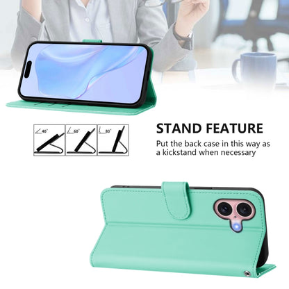 For iPhone 16 Skin Feel Solid Color Leather Phone Case with Lanyard(Mint Green) - iPhone 16 Cases by buy2fix | Online Shopping UK | buy2fix