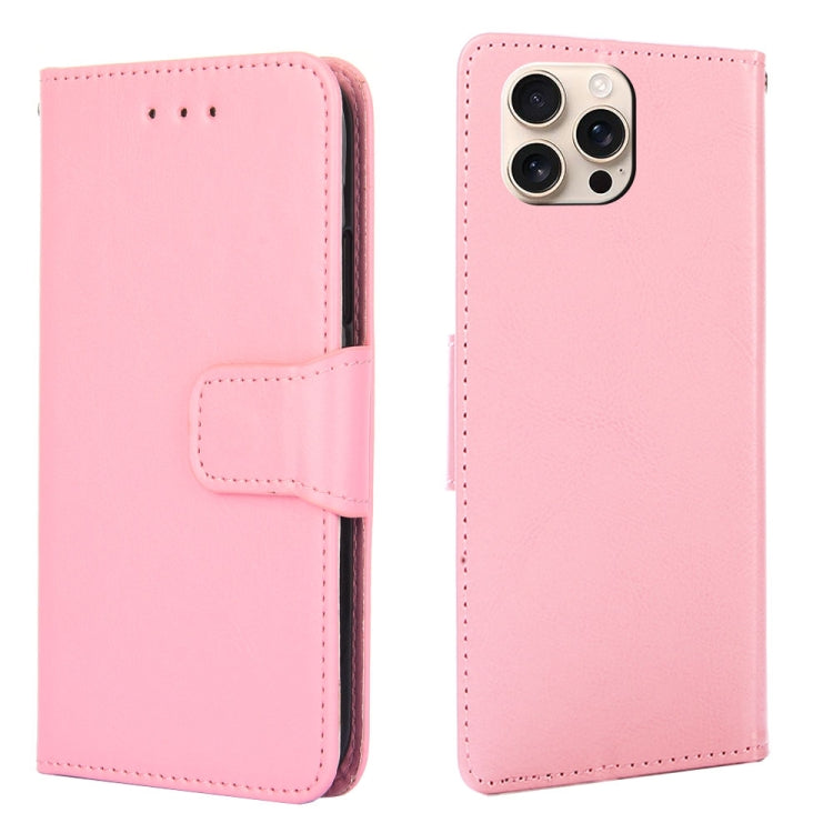 For iPhone 16 Pro Crystal Texture Leather Phone Case(Pink) - iPhone 16 Pro Cases by buy2fix | Online Shopping UK | buy2fix