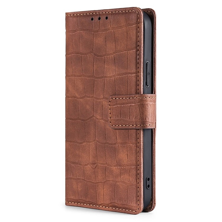 For iPhone 16 Plus Skin Feel Crocodile Magnetic Clasp Leather Phone Case(Brown) - iPhone 16 Plus Cases by buy2fix | Online Shopping UK | buy2fix