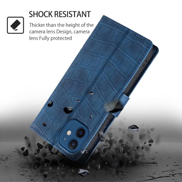 For iPhone 16 Pro Skin Feel Crocodile Magnetic Clasp Leather Phone Case(Blue) - iPhone 16 Pro Cases by buy2fix | Online Shopping UK | buy2fix