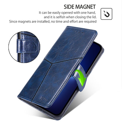 For iPhone 16 Plus Geometric Stitching Leather Phone Case(Blue) - iPhone 16 Plus Cases by buy2fix | Online Shopping UK | buy2fix