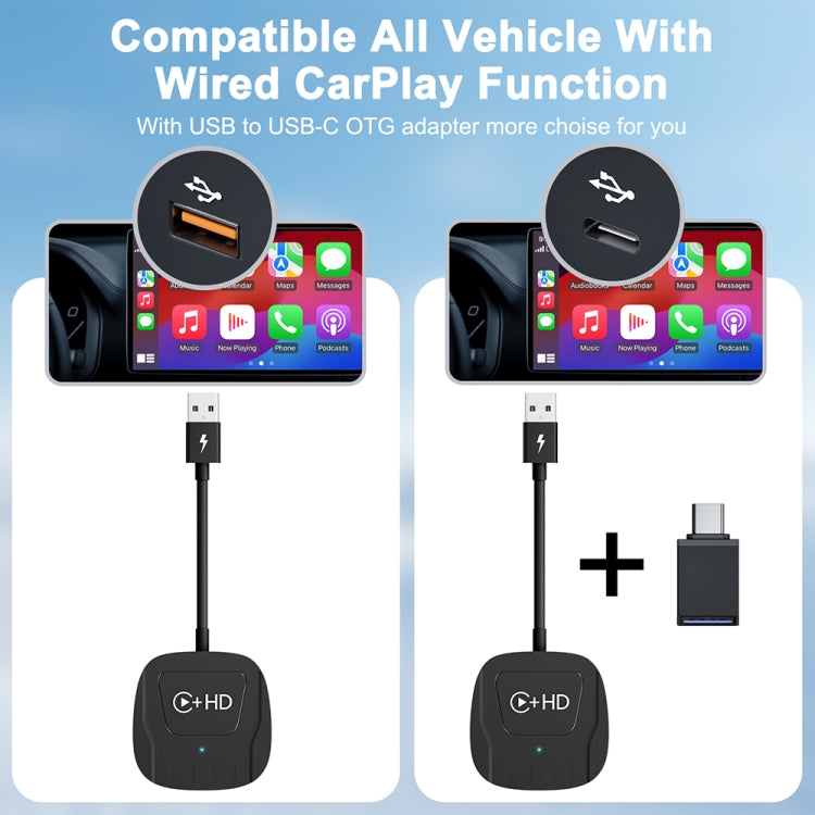 USB and HDMI Wired to Wireless CarPlay Auto Adapter, Specification:Square(White) - Bluetooth Adapters by buy2fix | Online Shopping UK | buy2fix