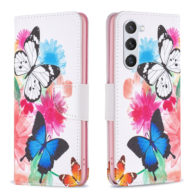 For Samsung Galaxy S25 5G Colored Drawing Pattern Leather Phone Case(Butterflies) - Galaxy S25 5G Cases by buy2fix | Online Shopping UK | buy2fix