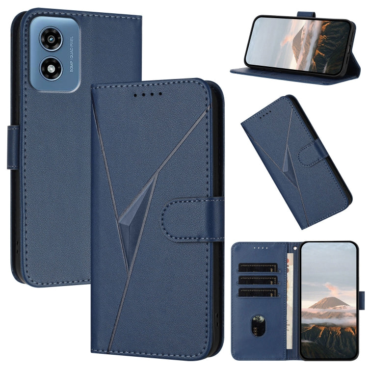 For Motorola Moto G Play 4G 2024 Triangle Pattern Buckle Clasp Leather Phone Case(Royal Blue) - Motorola Cases by buy2fix | Online Shopping UK | buy2fix