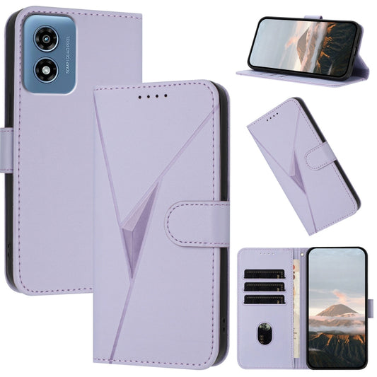 For Motorola Moto G Play 4G 2024 Triangle Pattern Buckle Clasp Leather Phone Case(Light Purple) - Motorola Cases by buy2fix | Online Shopping UK | buy2fix