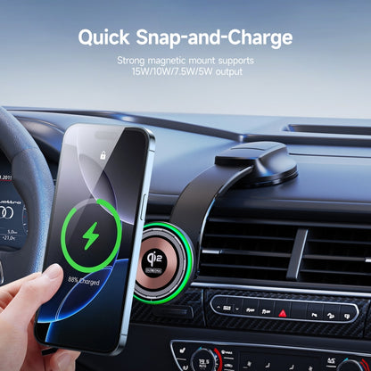 DUZZONA V5 Pro 15W Qi2 Car Magnetic Wireless Charger Phone Holder(Transparent) - Car Wireless Charger by DUZZONA | Online Shopping UK | buy2fix