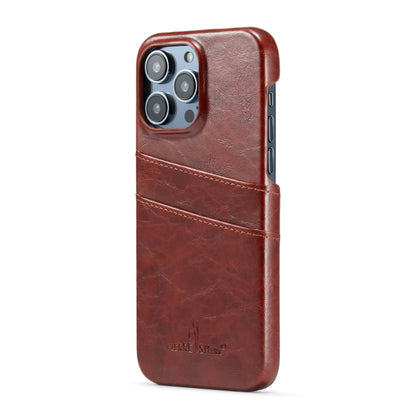 For iPhone 16 Pro Fierre Shann Retro Oil Wax Texture Card Slots PU Leather Phone Case(Brown) - iPhone 16 Pro Cases by FIERRE SHANN | Online Shopping UK | buy2fix