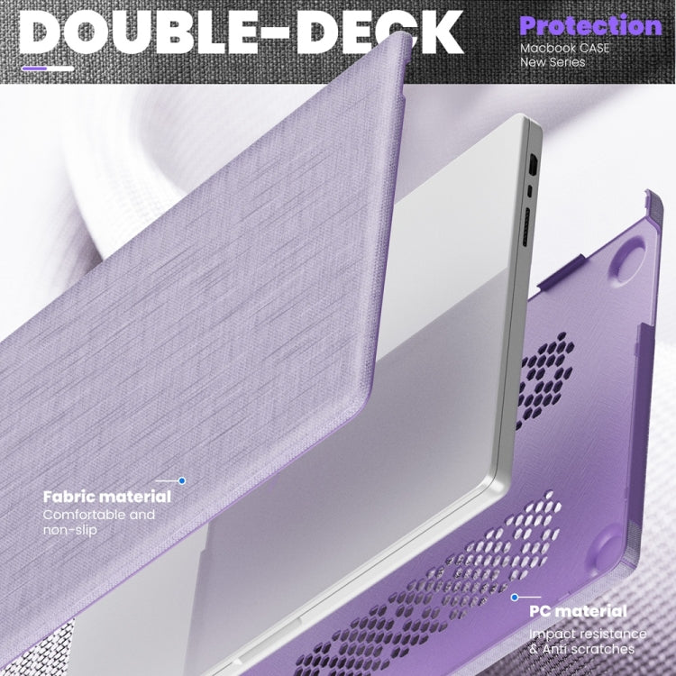 For MacBook Pro 14 inch A2918 / A2992 Fabric Magnetic Holder Laptop Protective Case(Purple) - MacBook Pro Cases by buy2fix | Online Shopping UK | buy2fix