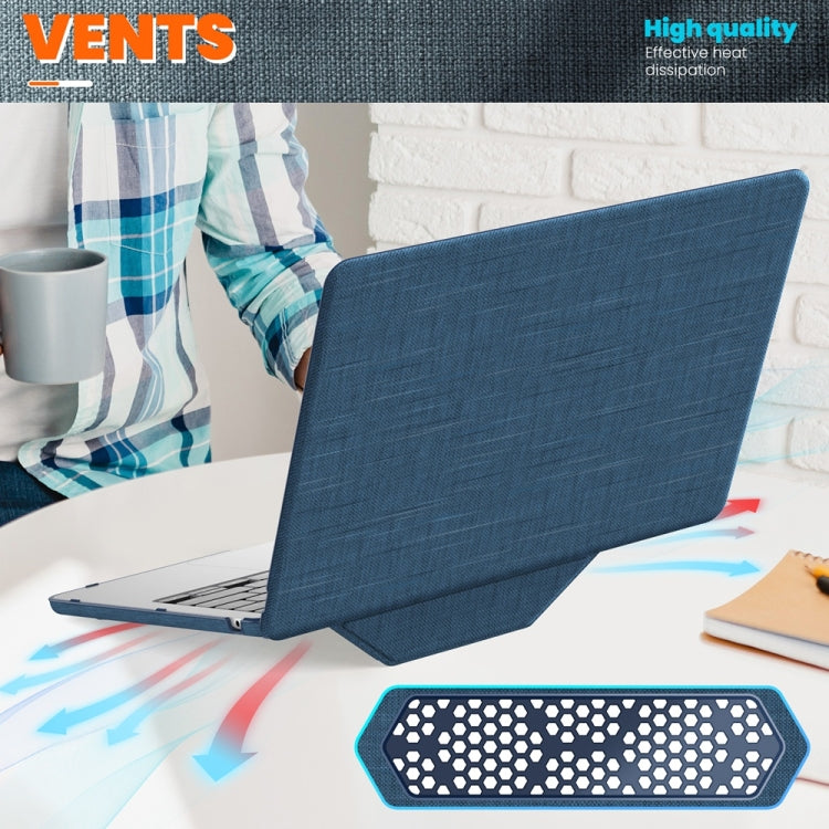 For MacBook Air 13.6 inch A3113 / A2681 Fabric Magnetic Holder Laptop Protective Case(Navy Blue) - MacBook Air Cases by buy2fix | Online Shopping UK | buy2fix