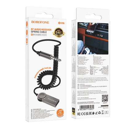 Borofone BC56 Peaceful Car AUX Spring Cable Bluetooth Audio Receiver(Tarnish) - Bluetooth Adapters by Borofone | Online Shopping UK | buy2fix