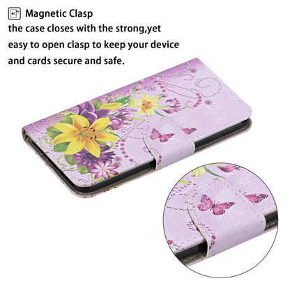 For Samsung Galaxy S25 5G Colored Drawing Pattern Leather Phone Case(Yellow Flower Butterfly) - Galaxy S25 5G Cases by buy2fix | Online Shopping UK | buy2fix