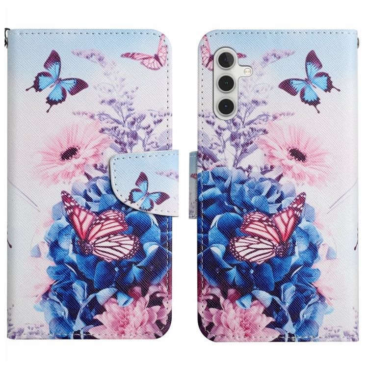 For Samsung Galaxy S25 5G Colored Drawing Pattern Leather Phone Case(Purple Butterfly) - Galaxy S25 5G Cases by buy2fix | Online Shopping UK | buy2fix