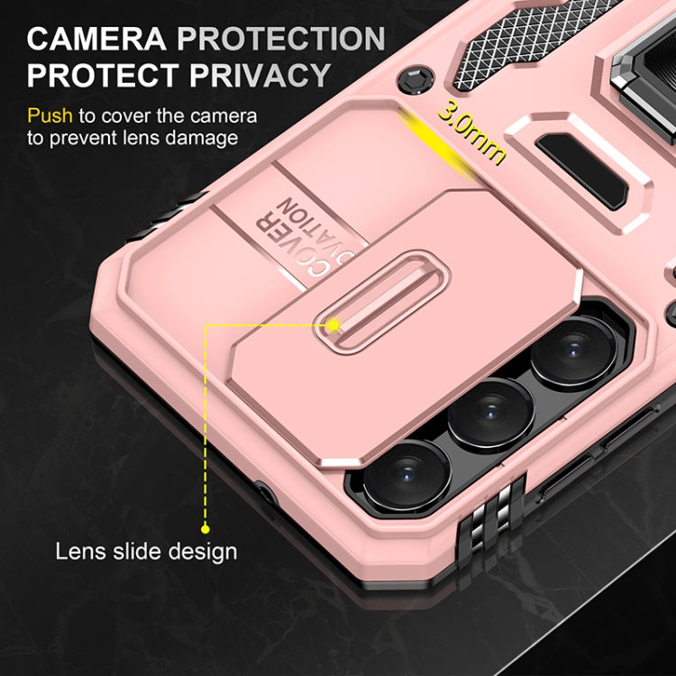 For Samsung Galaxy S25 5G Armor PC Hybrid TPU Camera Shield Phone Case(Rose Gold) - Galaxy S25 5G Cases by buy2fix | Online Shopping UK | buy2fix