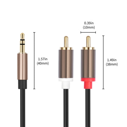 3.5mm Male to 2 RCA Male Audio Cable Amplifier Connector, Length:2m(Black Grey) - RCA Cable by buy2fix | Online Shopping UK | buy2fix