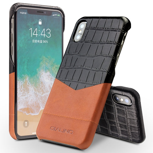 For iPhone X / XS QIALINO Crocodile Texture Cowhide Leather Protective Case - More iPhone Cases by QIALINO | Online Shopping UK | buy2fix