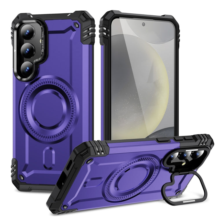 For Samsung Galaxy S25+ 5G Lens Holder MagSafe Phone Case(Purple) - Galaxy S25+ 5G Cases by buy2fix | Online Shopping UK | buy2fix